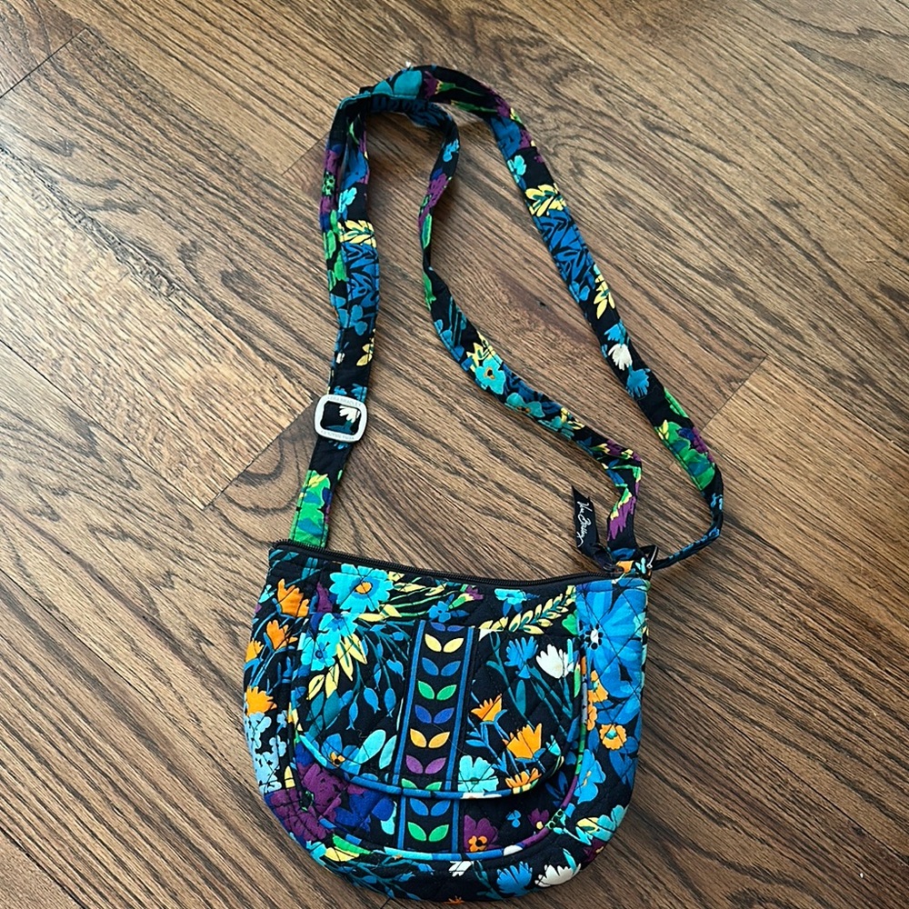 Vera Bradley Blue and Green Crossbody Bag with Quilted Design